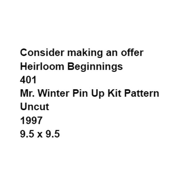 Heirloom Beginnings 401 Mr Winter Pin Up Kit Pattern Sewing Craft Patchwork - Picture 2 of 9